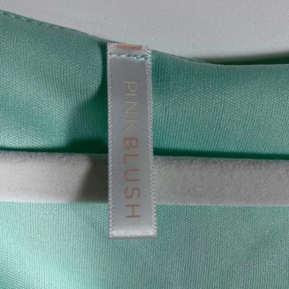 Pink Blush Maternity Dress SzS Mint Green Floral Print Sheer Lined Spring Summer - Picture 7 of 12